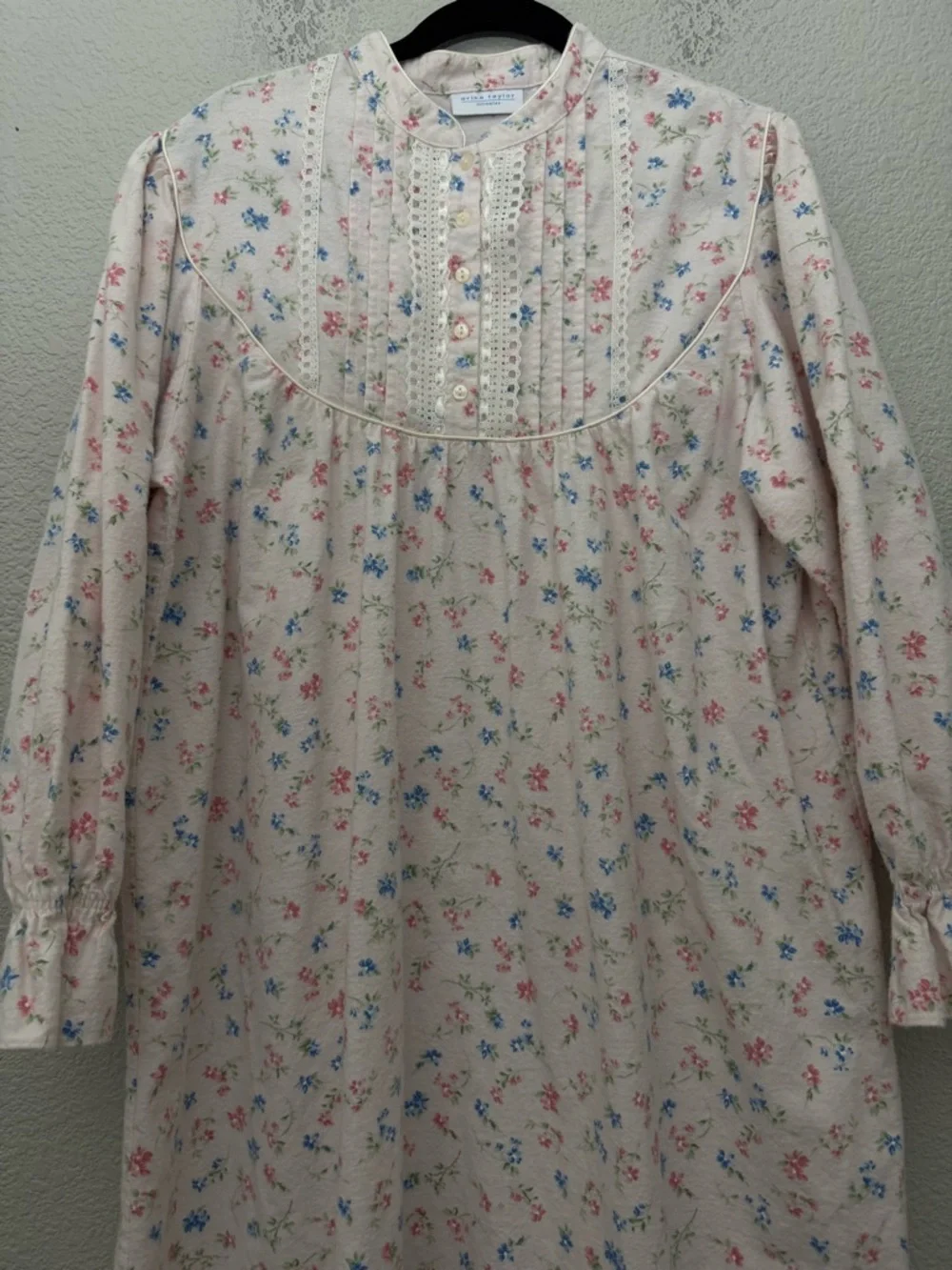Erika Taylor Cotton Flannel Nightgown Floral Print Large Cottagecore Victorian